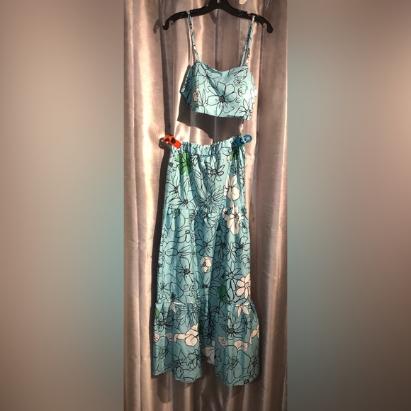 2pc Floral Tankini Skirt Set Medium - Picture 3 of 4